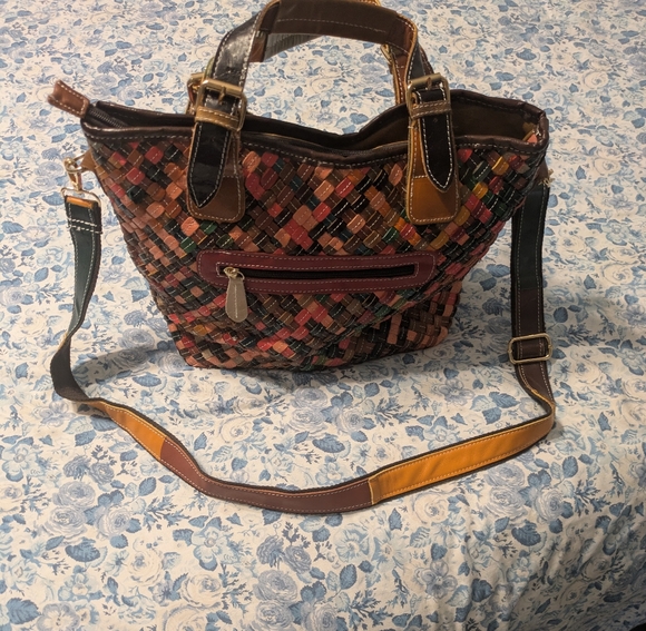 Multicolor Leather Woven Purse - Picture 3 of 15